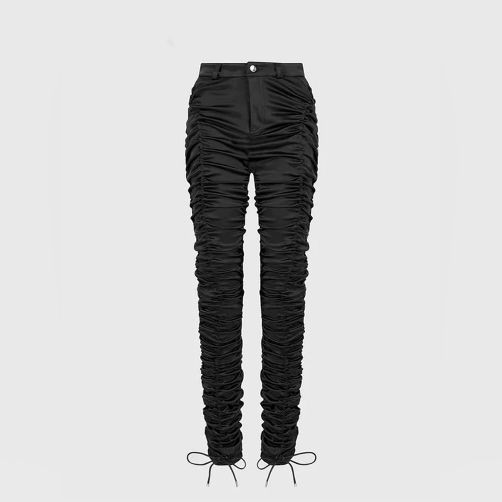 maniere de voir ruched satin trouser pants